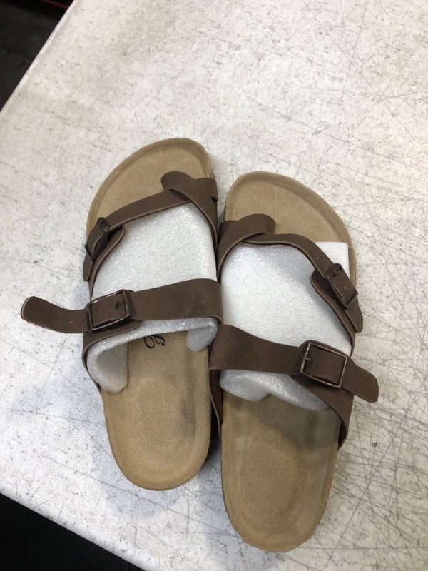 Photo 2 of FITORY Womens Leather Slide Sandals with Comfort Cork Footbed 8
