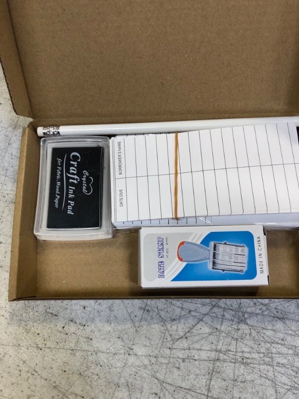 Photo 1 of 83 Pcs Library Cards Library Book Pocket Kit for Book Lovers with Library Envelopes Self Adhesive Book Card, Bookplates, Date Stamp, Inkpad and Pencils for Library Classroom (White)
