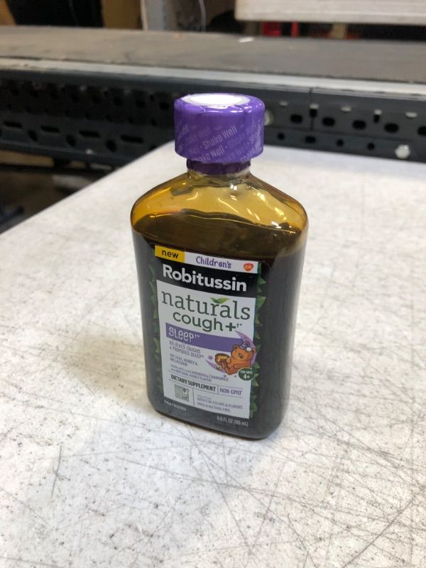 Photo 2 of Children's Robitussin Naturals Cough Plus Sleep Dietary Supplement for Cough Relief and Sleep with Melatonin, Lavender and Chamomile, Natural Honey Flavor - 6.6 Oz Syrup (BB 10/2023)