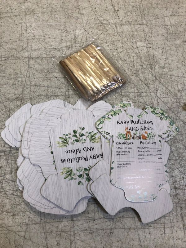 Photo 2 of 50 Pack Baby Shower Prediction and Advice Cards for Parents to Be, Party Game with Floral Design (5 x 7 In)
