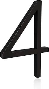 Photo 1 of Modern House Numbers - 5 Inch Floating House Numbers With Nail Kit And Instructions Easy To Install, High Gloss Black Number 4 Black 5in No. 4