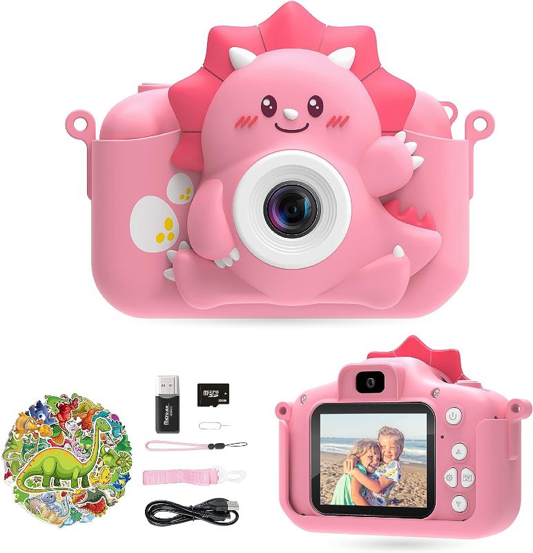 Photo 1 of Kids Camera for Girls and Boys, HiMont Digital Camera for Kids with 32GB SD Card, 1080P Toddler Camera & Selfie Video Camera Suitable for Birthday & Christmas Toy Gift for Kids Age 3-10 (Pink)
