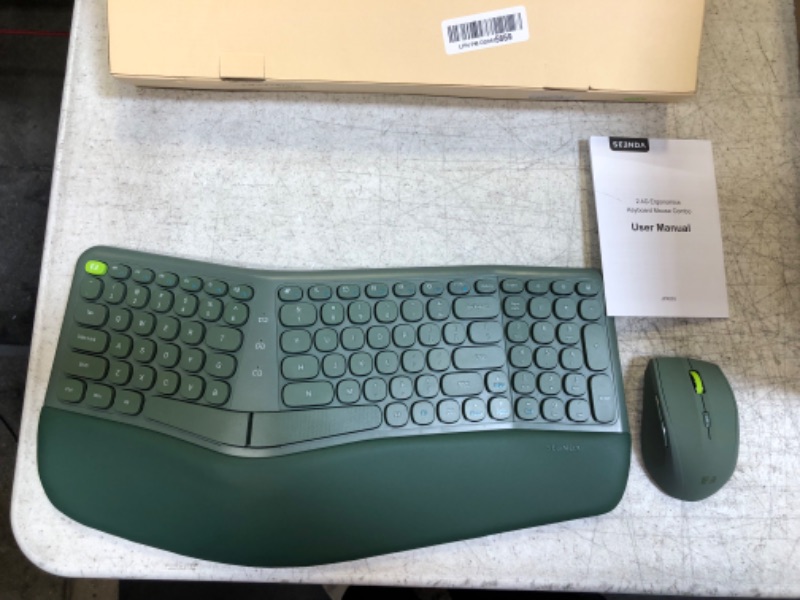 Photo 2 of Ergonomic Wireless Keyboard and Mouse, 2.4Ghz USB Receiver- Ergo Keyboard with Split Keyboard Layout and Wrist Rest, 3-Level Optical Mouse, Combos for Windows Mac,?Vintage Green?
