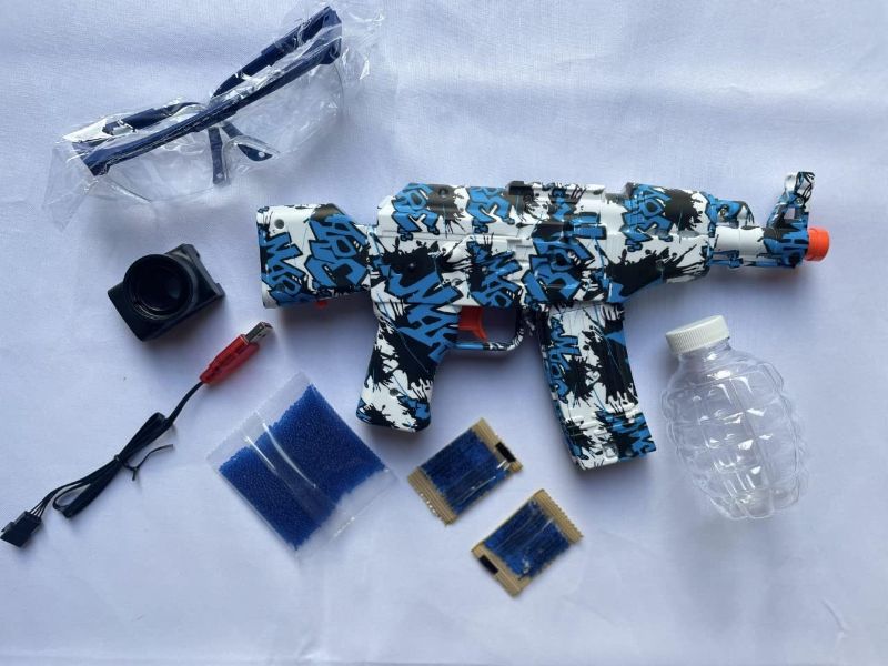 Photo 1 of Electric Gel Ball Blaster AKM 47 Toy Gun with 1000 Splatter Water Beads, Eco-Friendly Splatter Ball Blaster for Activities Team Games, 12+ Birthday Gifts, for Boys and Girls Adult, Blue
