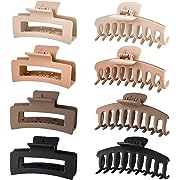 Photo 1 of 8 Pack Hair Clips for Women, 4 Matte Banana Hair Claws Clips and 4 Matte Rectangular Claw Clips for Thick Hair, No-Slip Strong Hold Hair Claws for Women Girls