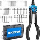 Photo 1 of AKKTOL Rivet Gun, 1/4" Pop Rivet Gun Kit with 210pcs Rivets, Heavy Duty 13" Hand Riveter Kit with 5 Nosepieces for Metal, Gutter & Automotive