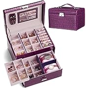 Photo 1 of gaxga Luxury Lockable Jewelry Box with Multiple Compartments and Mirror - Gift for Women (Purple)
$26.99