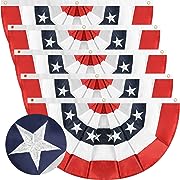 Photo 1 of 5 Pieces 4th of July Bunting Flag American Pleated Fan Flag USA Flags with Zip Ties and Brass Grommets for Patriotic Memorial Day Decoration Outdoor (5, 1.5x3 Feet)