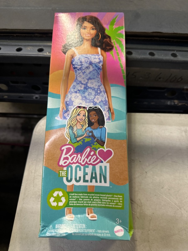 Photo 2 of Barbie Loves the Ocean Doll, Brunette with Blue Sundress and Accessories, Doll and Clothes Made From Recycled Plastics Modern Multicolor