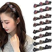 Photo 1 of 8Pcs Sparkling Crystal Stone Braided Hair Clips for Women Girls, ANTAND Four-Leaf Hair Barrettes Chopped Hairpin Duckbill with 3 Small hair Clips Rhinestones