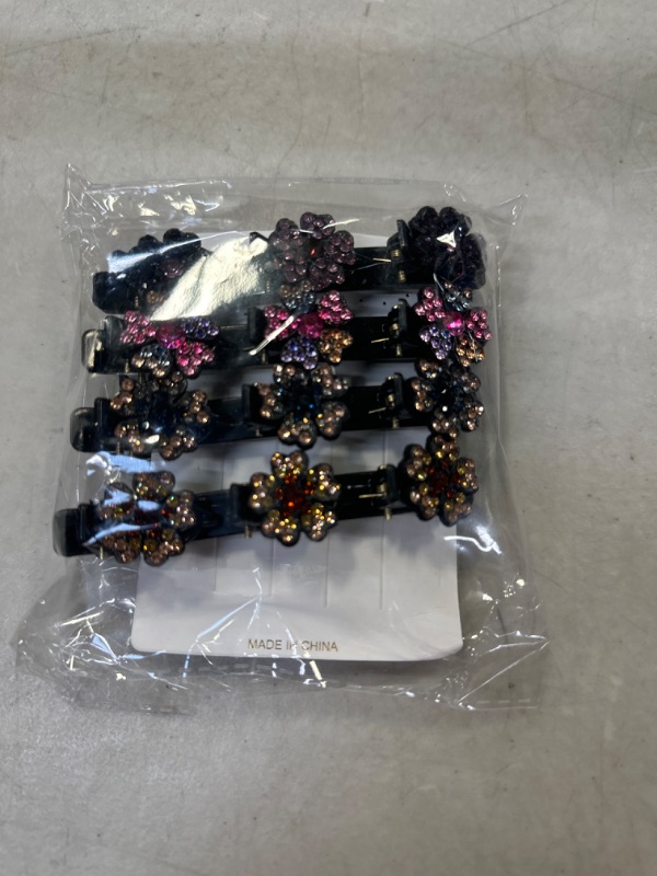 Photo 2 of Braided hair clips,4 packs A Sparkling Crystal Stone Braided Hair Clips for Women, Lift Up Style Triple Hair Clip for Girls,Sparkling Crystal Stone Braided Hair Clips with 3 Small Clips