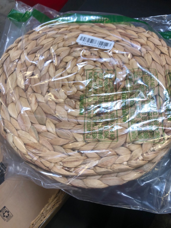 Photo 1 of  Wholesale Natural Water Hyacinth Placemats, Set of 6, 13 inch Round Mat Weave Charger Plates, Tropical Wedding