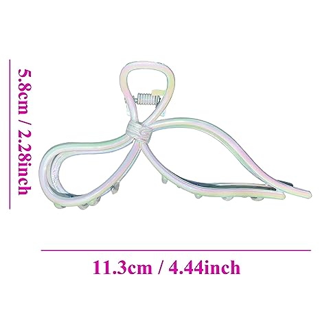 Photo 2 of 4.5 Inch Minimalist Bow Hair Claws Clips Silvery Hair Accessories Women Girls Non-slip Large Hair Claw for Curly Hair, Wavy Hair, Coiled Hair