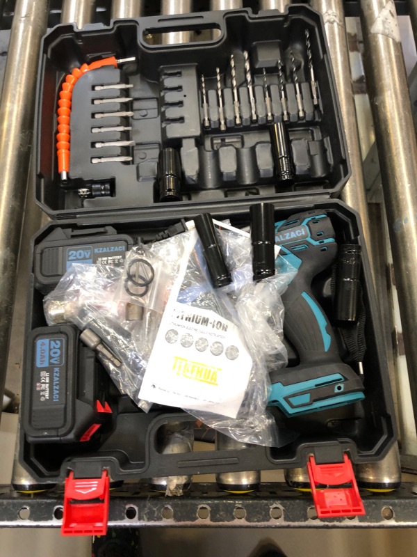 Photo 2 of kzalzaci Cordless Impact Wrench, 1/2 Impact Gun w/Max Torque 300 ft lbs (400N.m) Brushless Motor, w/Sockets, Riveting Kit, Drill Bits, Screwdriver Kit, 2pcs 20V 4.0A Li-ion Battery