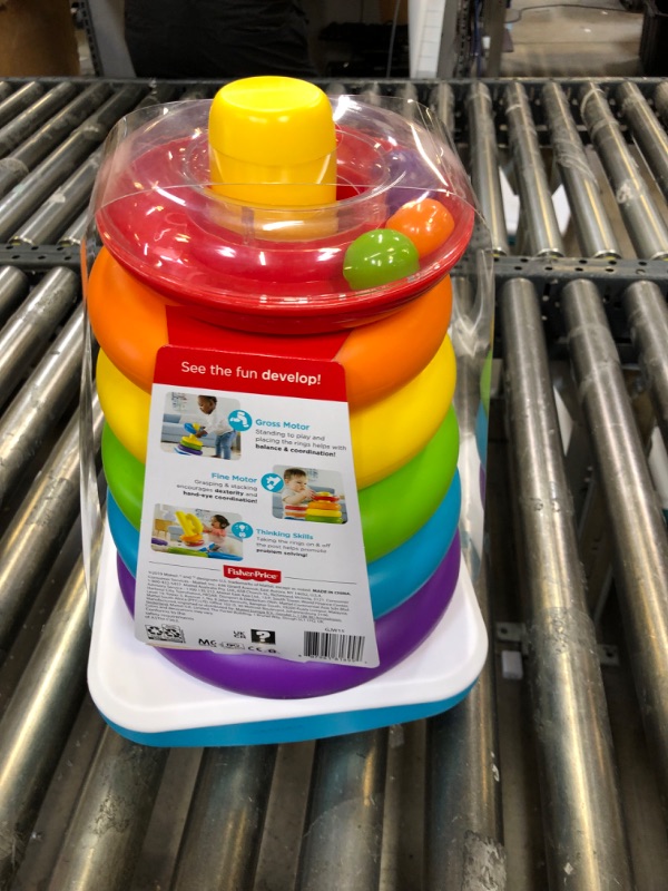 Photo 2 of Fisher-Price Giant Rock-a-Stack Baby Toy, 14+ Inches Tall, Multi-Color Ring Stacking Toy for Infants and Toddlers