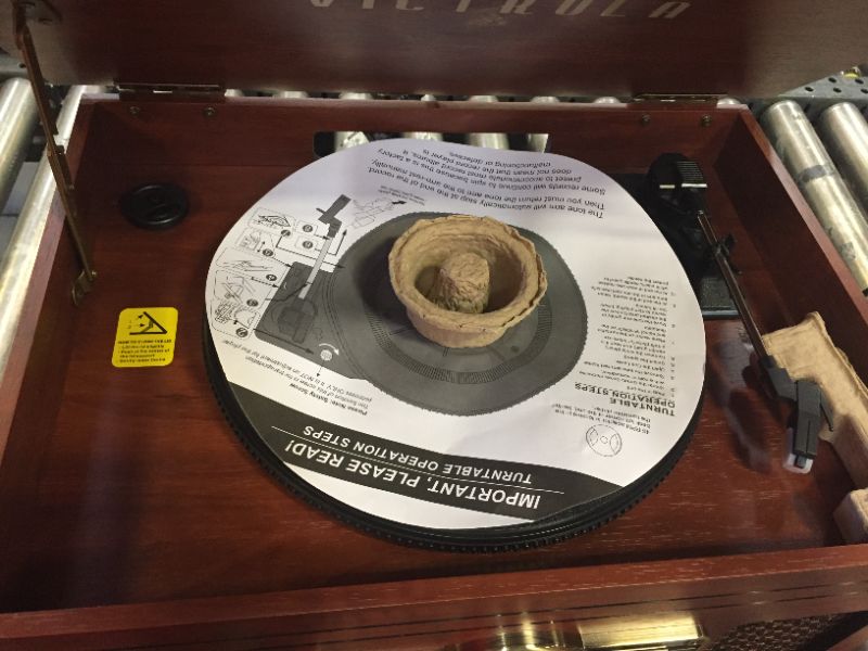 Photo 1 of Victrola Nostalgic 6-in-1 Bluetooth Record Player & Multimedia Center with Built-in Speakers - 3-Speed Turntable, CD & Cassette Player, FM Radio | Wireless Music Streaming | Mahogany Mahogany Entertainment Center