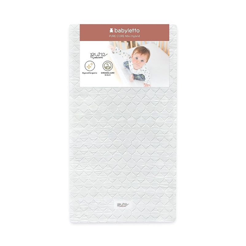 Photo 1 of Babyletto Pure Core Mini Crib Mattress, Hybrid Waterproof Cover, Lightweight, Greenguard Gold Certified
