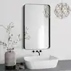 Photo 1 of 22 in. W x 30 in. H Rectangular Aluminum Framed Wall Bathroom Vanity Mirror in Black
