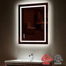 Photo 1 of 28 in. W x 36 in. H Frameless Rectangular Anti-Fog LED Light Bathroom Vanity Mirror with Front Light
