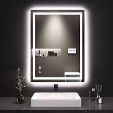 Photo 1 of 24 in. W x 36 in. H Frameless Rectangular Wall Anti-Fog LED Light Bathroom Vanity Mirror with Backlit and Front Light
