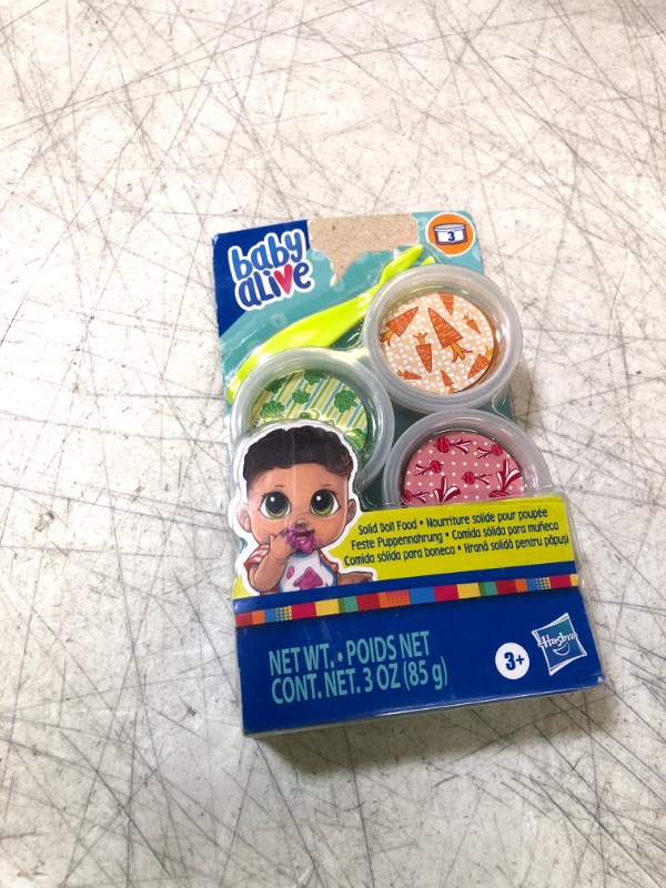 Photo 2 of Baby Alive Solid Doll Food Refill, Includes 3 Doll Foods, 1 Fork, Toy Accessories for Kids Ages 3 Years Old and Up