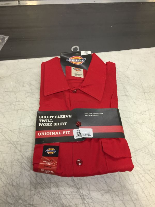 Photo 2 of Dickies Short Sleeve Work Shirt - Red - L