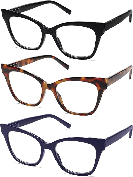 Photo 1 of AMOMOMA 3 Pack Retro Cat Eye Prescription Blue Light Blocking Reading Glasses for Women Stylish Computer Readers AM6034
