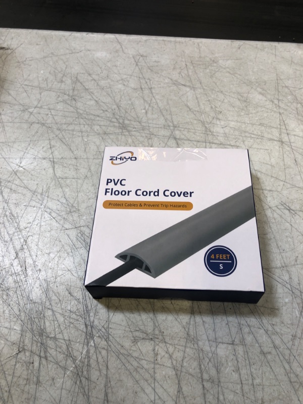 Photo 2 of Floor Cable Cover, 4ft, Grey Wire Cover for Floor, Prevent Cable Trips & Protect Wires, Floor Cord Cover - Cord Cavity - 0.39" (W) x 0.24" (H) Small-4ft Grey