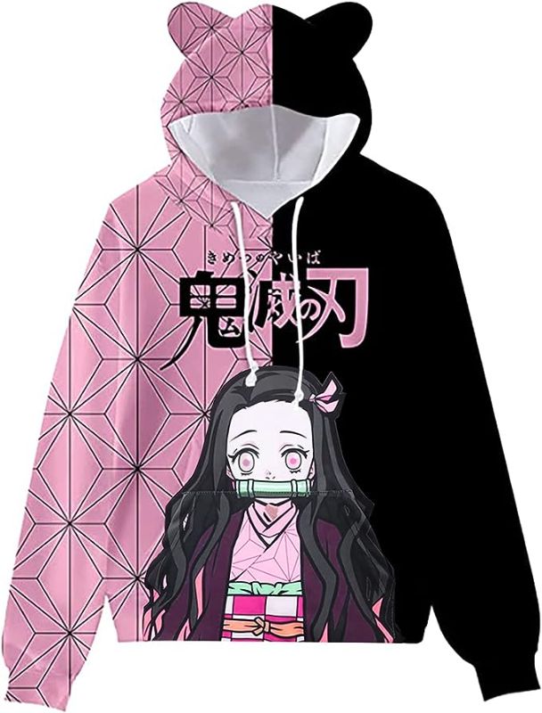 Photo 1 of Metaparty Demon Slayer Hoodie, Tanjirou Kamado Cosplay Costume Hoodie, Anime Costumes for Kids. Large
