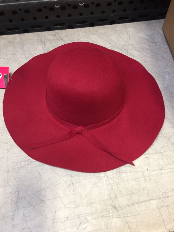 Photo 2 of CHIC Fashion Simple Casual Hat for Women Wide Brim Fedora Retro Floppy Jazz Bucket Cap Light Red