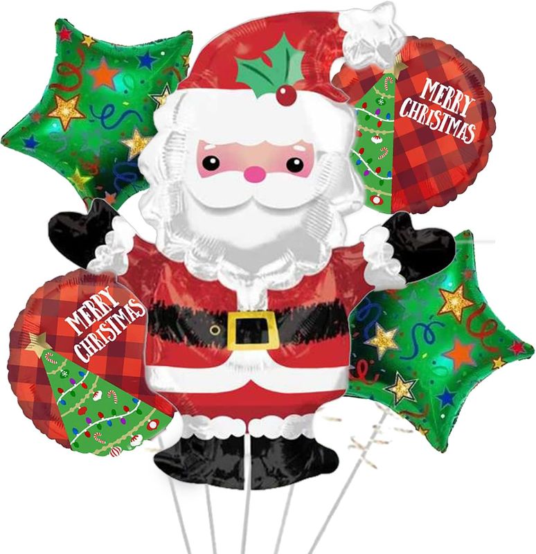 Photo 1 of 36'' Extra-Large Christmas Santa Party Decoration, 18'' Red Green Foil Balloons Merry Xmas Balloons for Christmas Party Decorations
