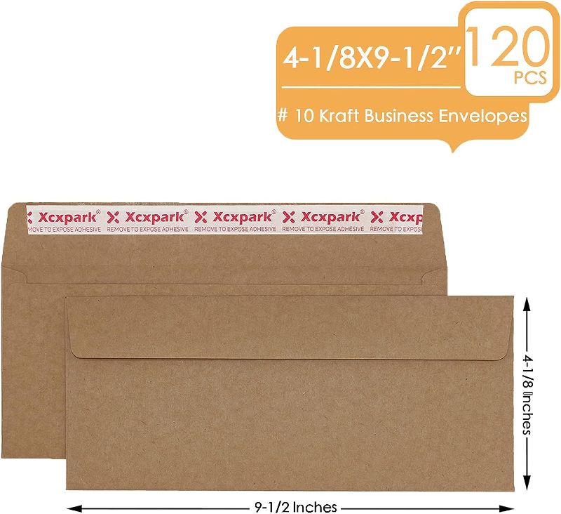 Photo 1 of Xxcxpark 100 PCS #10 Brown Self Seal Kraft 4-1/8 x 9-1/2 inches Security Envelopes, Windowless Invisible Envelopes Super Strong Quick Seal Envelopes Security Tint Pattern Secure
