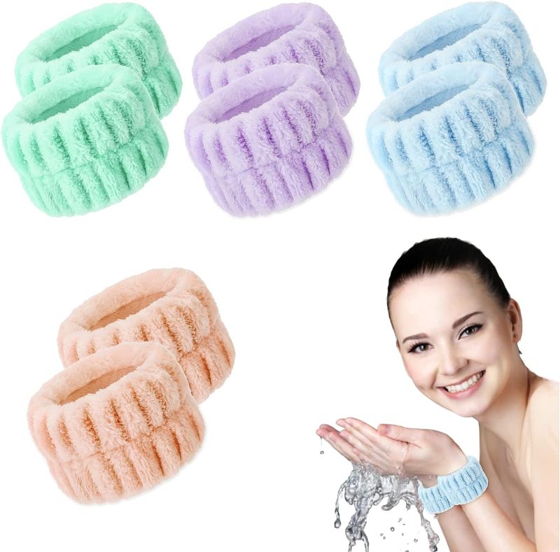 Photo 1 of GOSALISU Women's Microfiber Wrist Wash Bands 8PCS Absorbent Wristbands Wrist Sweatband for Girls Prevent Water from Spilling Down Your Arms Microfiber Wrist Spa Wash Towel Band for Girls Birthday Gift