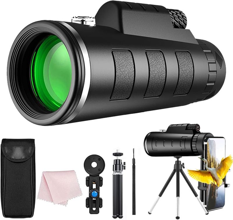 Photo 1 of 40x60 Monocular Telescope High Powered High Definition Low Night Vision for Adults with Smartphone Adapter & Tripod for Long Range Bird Watching Hunting Travel Camping Hiking