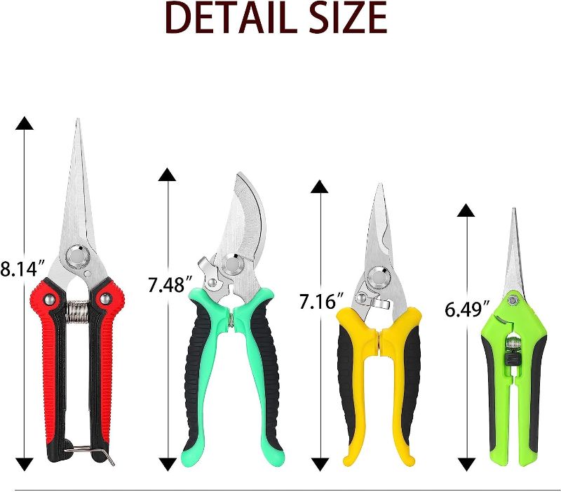 Photo 1 of 5 pack Garden Pruning Shears Stainless Steel Blades, Handheld Scissors Set with Gardening Gloves,Heavy Duty Garden Bypass Pruning Shears,Tree Trimmers Secateurs, Hand Pruner (Multi-color)