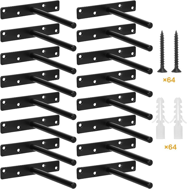 Photo 1 of 16 Pcs 5.9 Inch Floating Shelf Bracket Heavy Duty Floating Shelf Hardware Hidden Solid Mantel Brackets Black Blind Shelf Supports with Screws for Floating Wood Shelves Cedar Blocks Mantels
