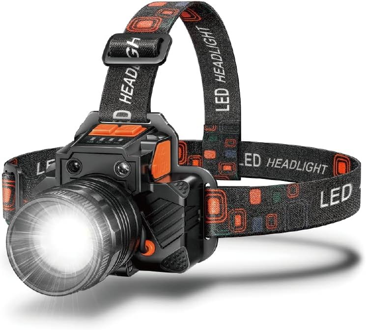 Photo 1 of Headlamp Rechargeable Super Bright LED Headlamps with Mechanical Rotational Zoom Sensor USB Head Lamp with Power Bank, 350 Lumens Waterproof Headlamp for Camping Hiking Fishing
