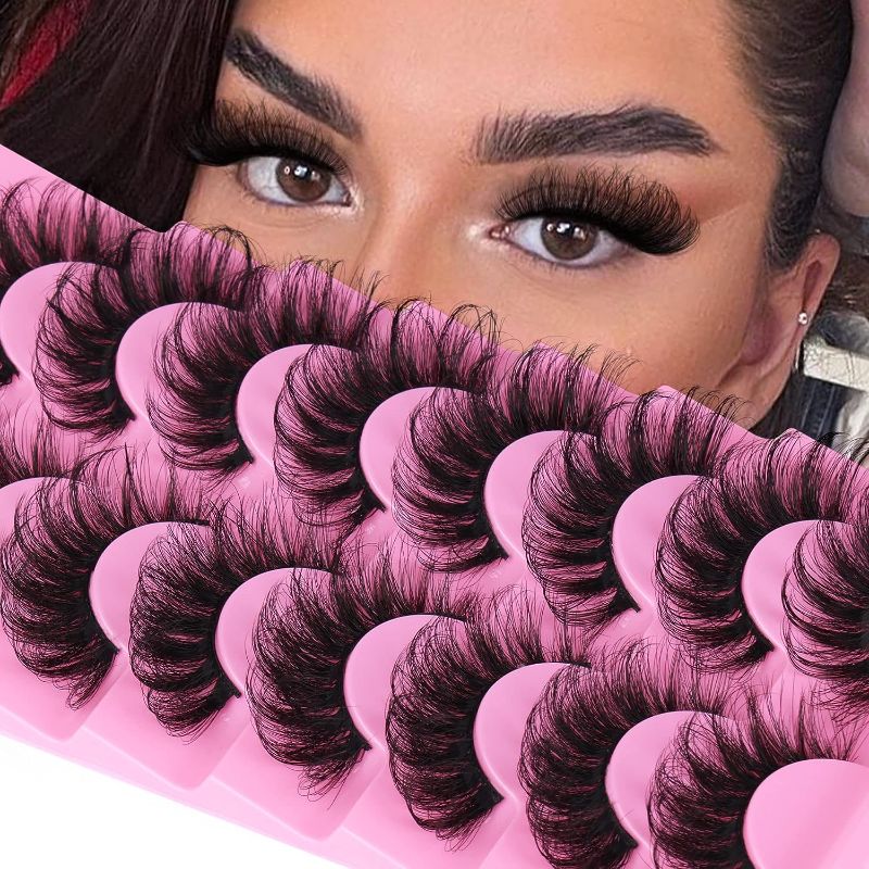 Photo 1 of Fluffy False Eyelashes Mink Lashes 18mm Long Faux Mink Lashes Fake Eye Lash C Curl 8 Pairs Eyelash by Calphdiar
