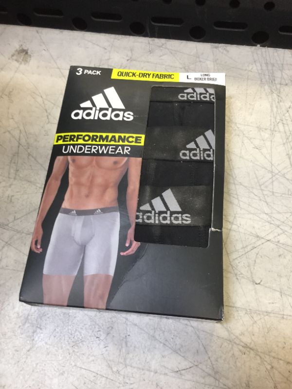 Photo 2 of adidas Men's Performance Long Boxer Brief Underwear (3-Pack) Large Black/Light Onix Grey