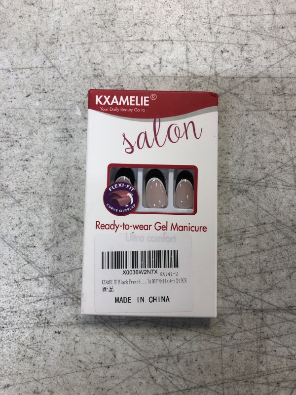 Photo 2 of KXAMELIE Black French Tip Press on Nails Short Nails for Women Gel Fake Nails Press on Nude Glue on Nails Short French Nails Kit Acrylic Set Cute Press on Nails Natural False Nails Set Oval Nails for
