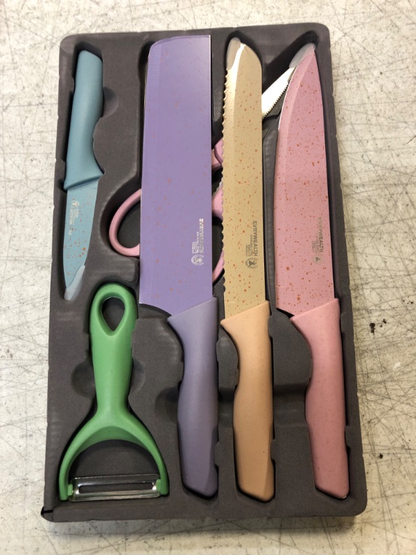 Photo 2 of CrashYeeh Colorful Kitchen Knives Set of 6 PCS Cute Fruit Knife Set with Gift Box,High Carbon Steel Kitchen Knife Set without Test-23-1 0