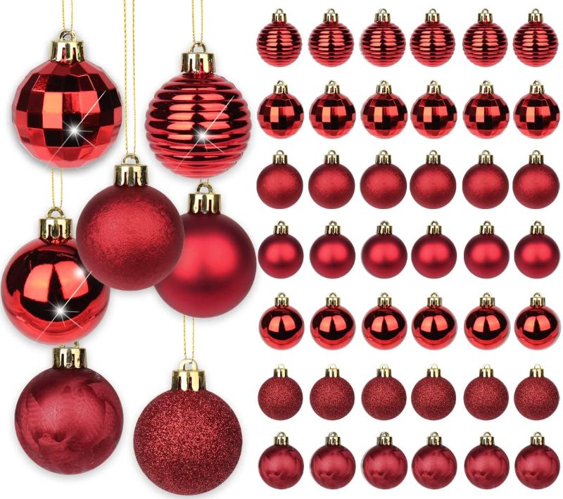 Photo 1 of 1.57" Christmas Ball Ornaments Red 42 Pcs Shatterproof Christmas Ornaments Balls Christmas Tree Decorations Xmas Hanging Set for Wedding Holiday Party Home Decor
