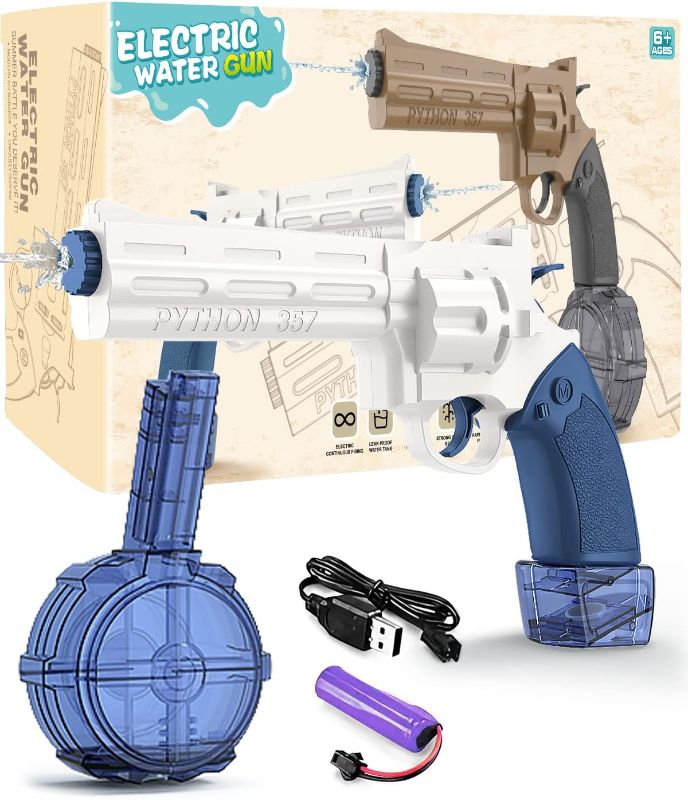 Photo 1 of Electric Water Gun for Kids Age 4-12, 450CC+100CC Squirt Gun Up to 32 FT Range, Water Soaker Gun Toy for Boys, One-Button Automatic Powerful Water Blaster for Adults Summer Swimming Pool Beach
