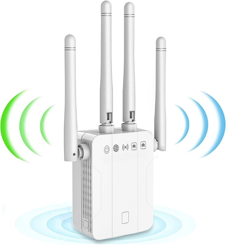 Photo 1 of WiFi Extender 1200Mbps,Dual Band Wireless Repeater,WiFi Booster Extender,The Best Dual Band WiFi Booster, with Ethernet Port Wireless Internet Repeater, Covers 9987 sq.ft
