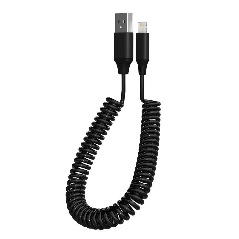 Photo 1 of Coiled iPhone Charger Cable, [Apple MFi Certified] Retractable USB to Lightning Charging Cable (6Ft) for iPhone 13Pro/12/11/X (Note: Not for CarPlay)
