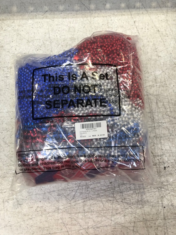 Photo 2 of 204 Pieces 4th of July Necklaces Bulk Patriotic Beads Necklaces Red White Blue Mardi Gras Beads USA Star Flag Bead Necklace with Pendants for Independence Day Memorial Day Party Parade Decorations
