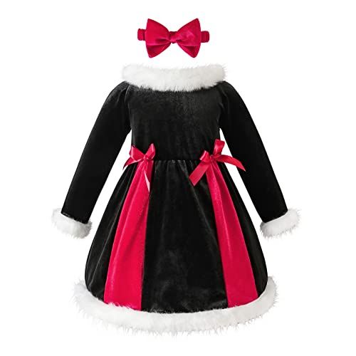 Photo 1 of AIKEIDY Toddler Baby Girl Christmas Dress Long Sleeve Velvet Dress for Holiday Wedding Party 2207006-a 18-24 Months