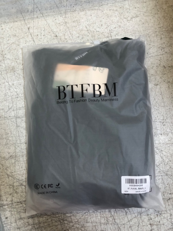 Photo 1 of BTFBM Women One Shoulder Short Sleeve Ruched Casual Dresses Asymmetrical Wrap Front Split Cocktail Party Summer Midi Dress Small 
