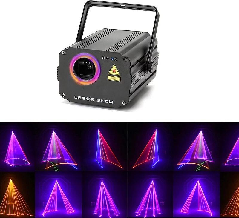 Photo 1 of 1900 Patterns DJ Disco Party Lights,Sumger Full Color 3D Animation Laser Projector Light,DMX Sound Activated Stage Lighting,Remote Control RGB Scan Beam light for Christmas Halloween Bar Dance Wedding
