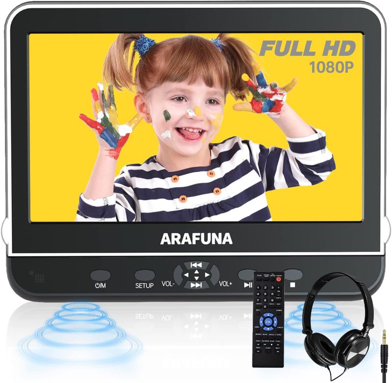 Photo 1 of Car DVD Player with Headrest Mount,Arafuna 10.5" Headrest DVD Player for car with HDMI Input, Portable DVD Player for Car Support 1080P HD Video, USB/SD,Regions Free, Last Memory
